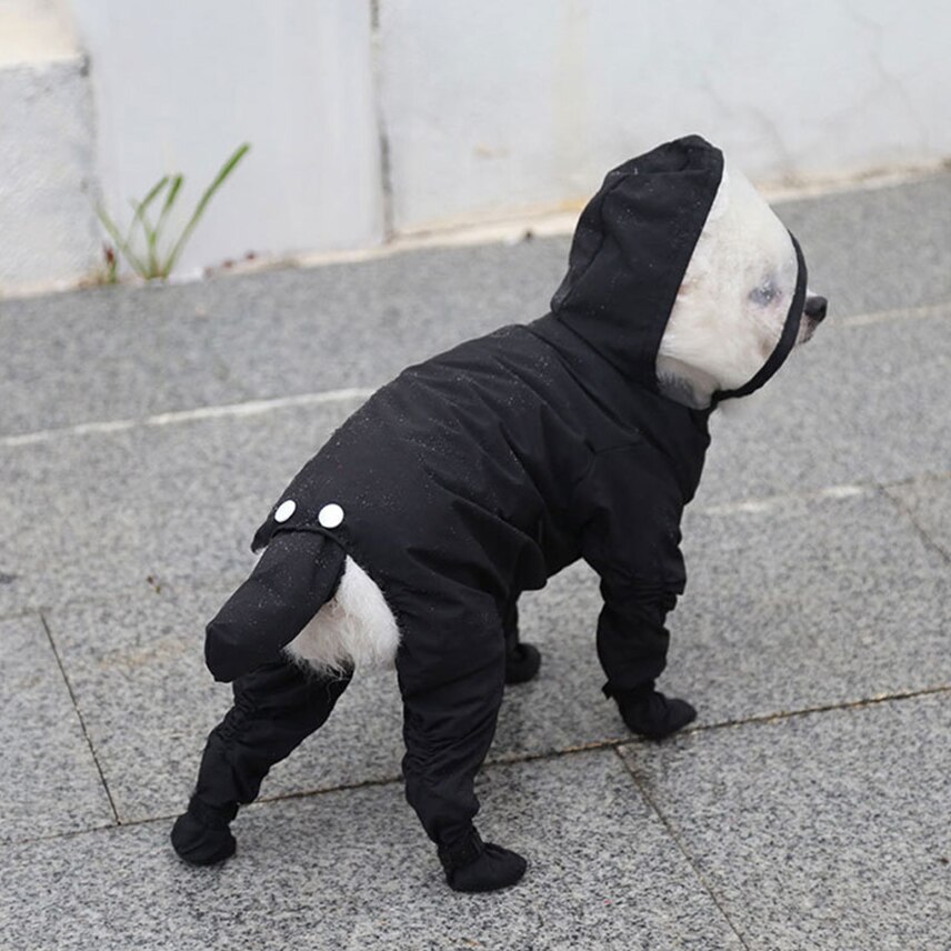 Chubasquero impermeable para perro, mono de cuatro patas, todo incluido, abrigo de lluvia con capucha para perros pequeños y medianos, ropa para perros, disfraz