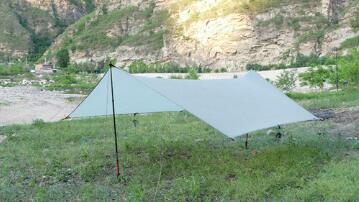 Kun 450g 20d silikone nylon regnflue telt presenning husly camping ly regnflue solskærme og parasol til strand picnic: Grå