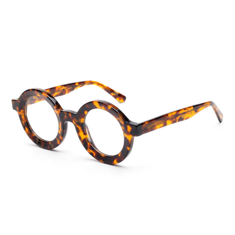 Acétate hommes Vintage rond lunettes optiques cadre lunettes optiques de luxe japonais à la main lunettes hommes: Beige