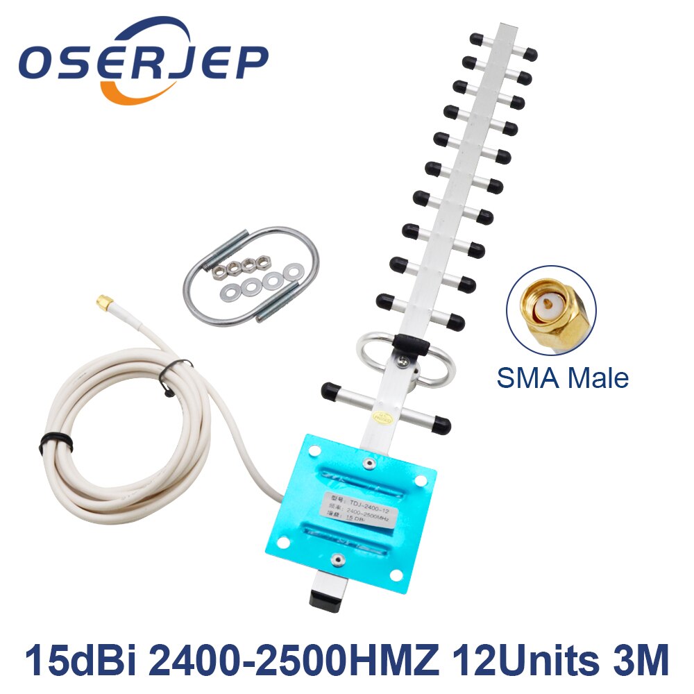 SMA 2.4 ghz 15 DBi Yagi Draadloze WLAN 2.4g WiFi Ontvanger Signaal Extender Antenne 0.3 m 1.5 m 3 m 5 m 10 m Voor Modem PCI Card Router