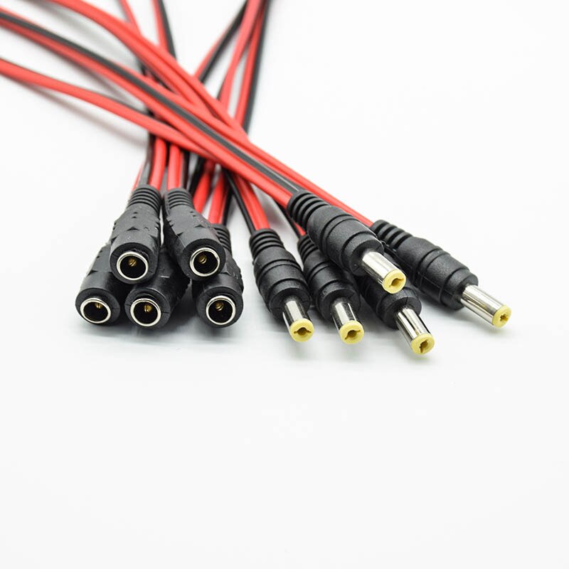 Anpwoo 5 stk dc power han hun kabel 12v stik dc adapter kabel stik stik til cctv kamera dc stik 5.5*2.1mm 5.5 x 2.1