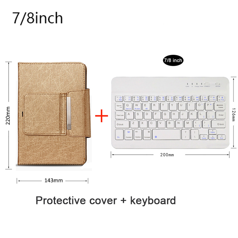 Clavier Bluetooth sans fil avec étui en cuir pour tablette universelle IOS Android Windows, étui en cuir magnétique détachable: GRIS