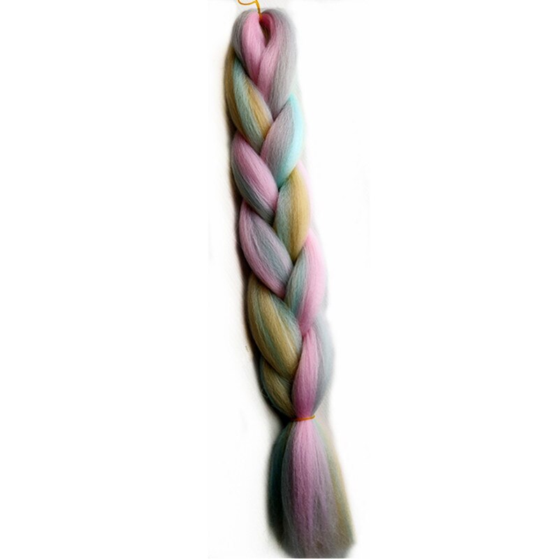 Hywamply 24" Synthetic Jumbo Braid Hair Extension African Braiding Attachment for Twist Box Dread Braids Blend Ombre Candy Color: Y16