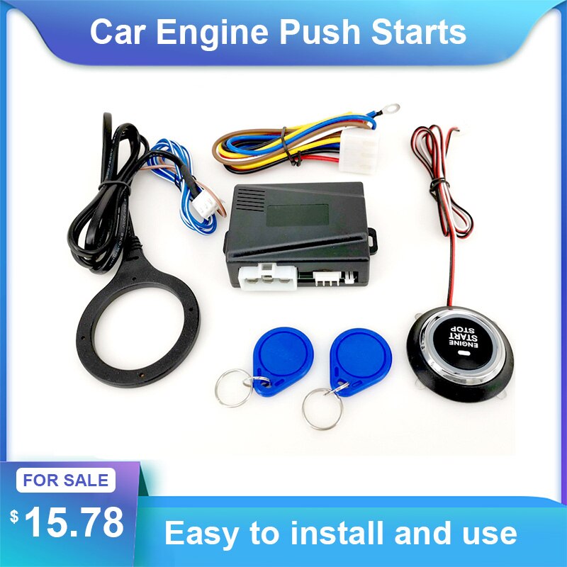 12V Car Engine Push Starts Button Ignition Starter Keyless Engine Starts Stop System Push Button Starts Stop SQ9002X