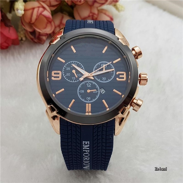 Heren Horloges Brand Casual Mannen Horloge Automatische Datum Dag Zwarte Wijzerplaat Grote Mannelijke Rubber Horloge Quartz Klok