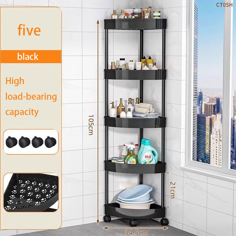 Bathroom Shower Gel Corner Rack Multi-layer Mobile Storage Rack Living Room Snack Rack Debris Kitchen Storage Shelf: Brown