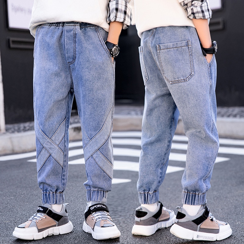 Jeans streetwear denim bukser fjeder løs baggy bukser drenge blå jeans jogger fritidstøj 8 10 12 14 år