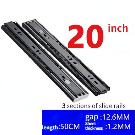 Slide Rail Rebound Slide Rail Stainless Steel Slide Rail Cold Rolled Steel Slide Rail Furniture Slide Rail Drawer Hardware: black 20 inch 50cm