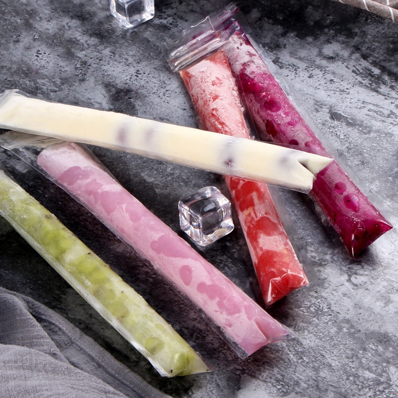 20 pces moldes de picolé saco auto descartável selagem congelado diy candy bar com funil gelo pop sacos bpa livre