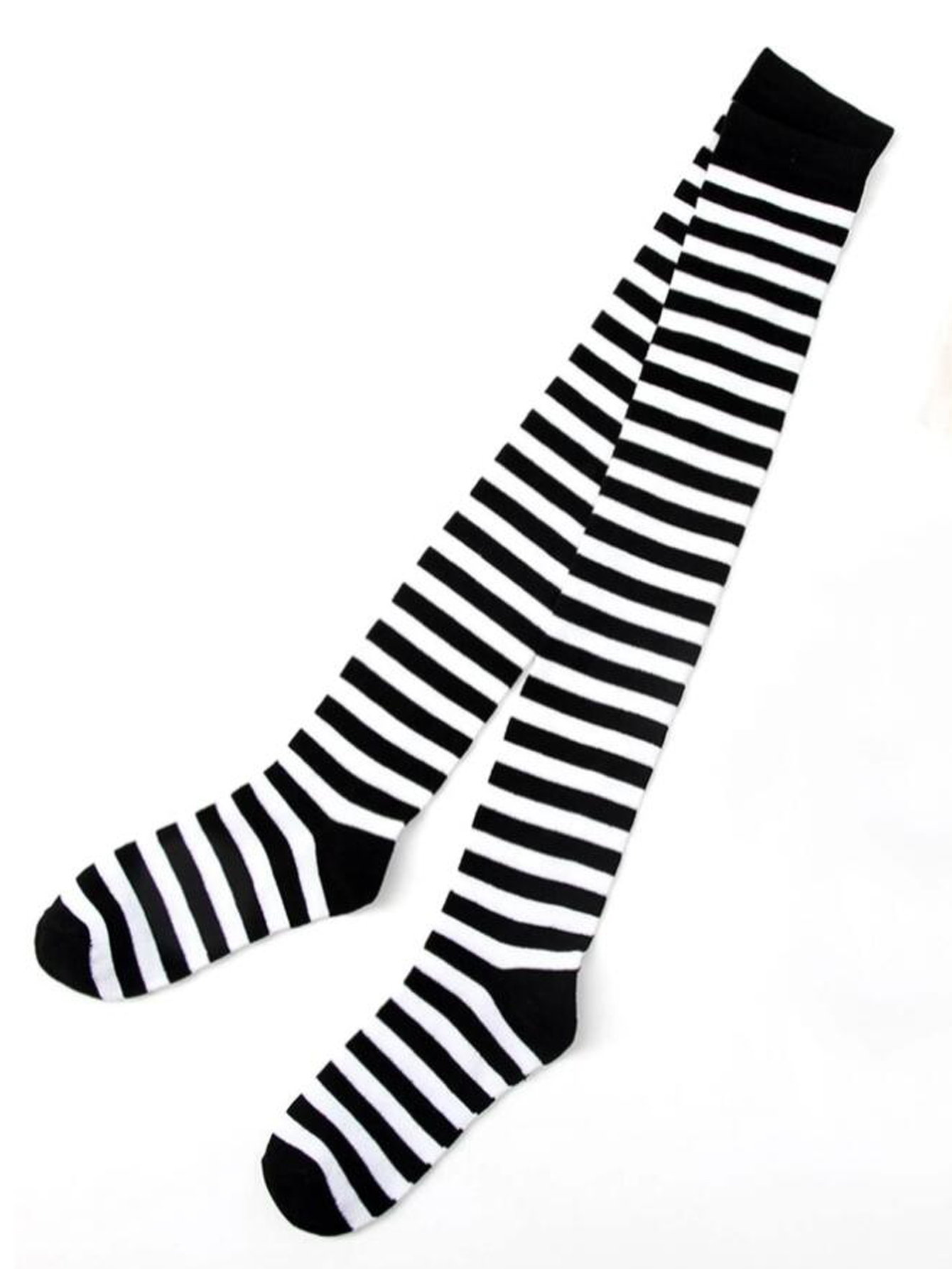 1/6 Pairs Women's Striped Stocking Japanese Over Knee Socks Women Keep Warm Slim Long Socks Black White Striped Hosiery