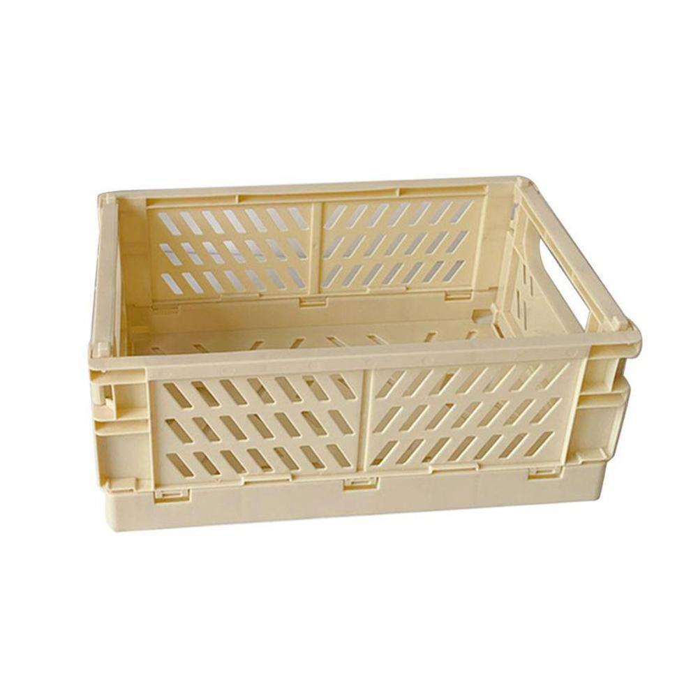 Foldable plastic pen case Makeup Cosmetic Storage Box Holder Pencil Case Foldable Desktop Sundries Basket Storage Pen Brush U1D9: YELLOW