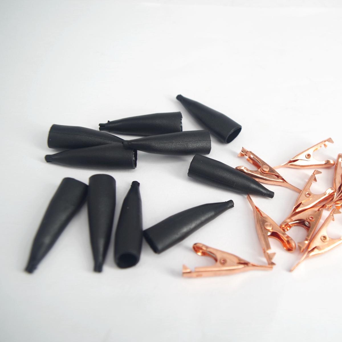 10PCS Black / Red Alligator Clips Electrical Battery Clamp Test 5A Micro Toothless Alligator CL2434C