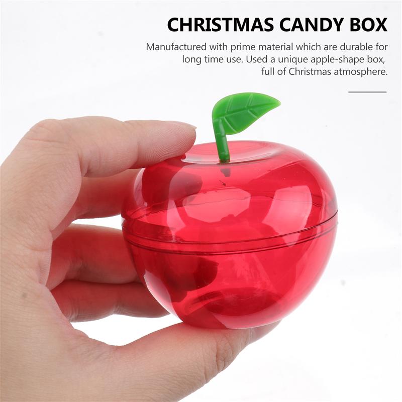 12pcs Christmas Plastic Apple-Shaped Chocolate Candy Boxes Storage Container Party Box YAER Party Decoration(Red)