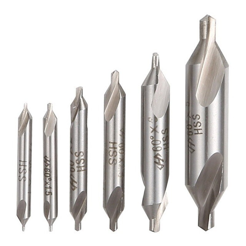 5/6pc HSS Combined Center Drills 60 Degree Countersinks Angle Bit Set 1.0mm 1.5mm 2.0mm 2.5mm 3.5mm 4mm 5mm Metal Drill Bits Set