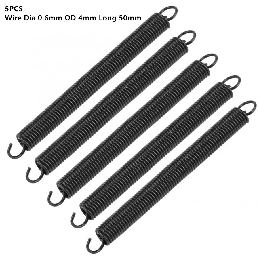 5pcs Tension & Extension Spring Set Hook Spring Torsion With Hooks Wire Dia 0.6mm OD 4mm Long 50mm