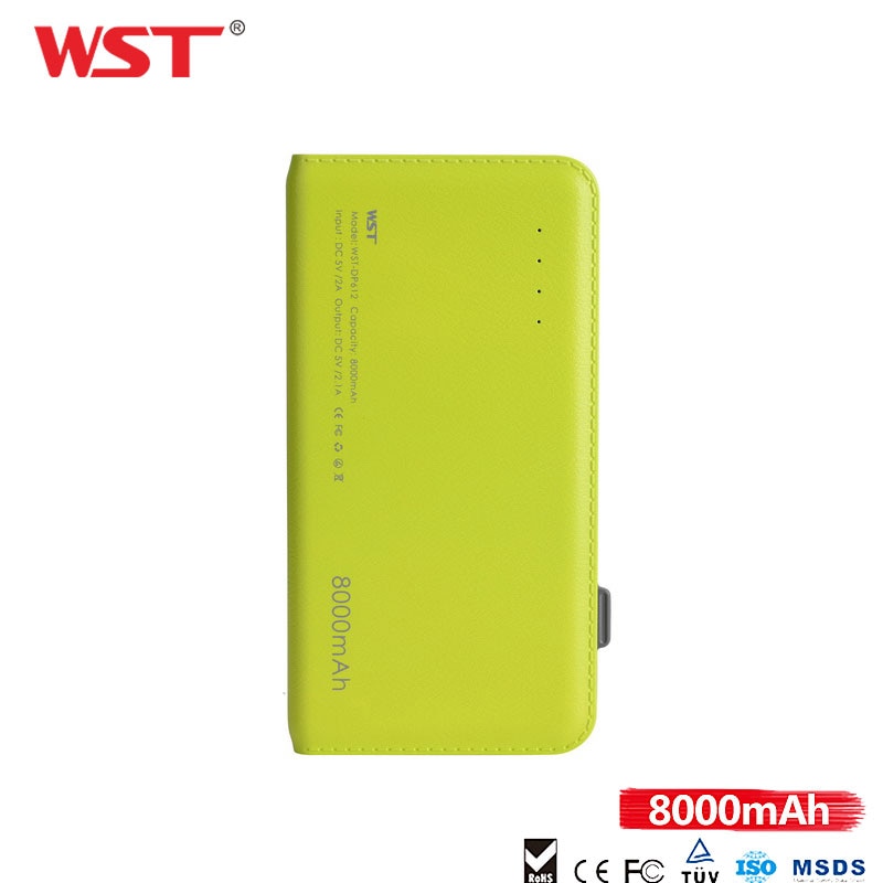 WST Quick Charge PowerBank 8000mAh Ultra Dunne Externe Draagbare Batterij Met ingebouwde Kabel Voor IOS Android Caricatore Portatile