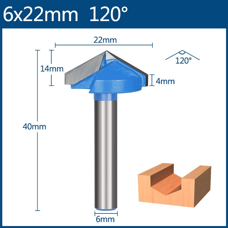 Fresa de 6mm, broca en V, broca enrutadora de MDF de madera maciza 3D, fresas de 60 90 120 150 grados