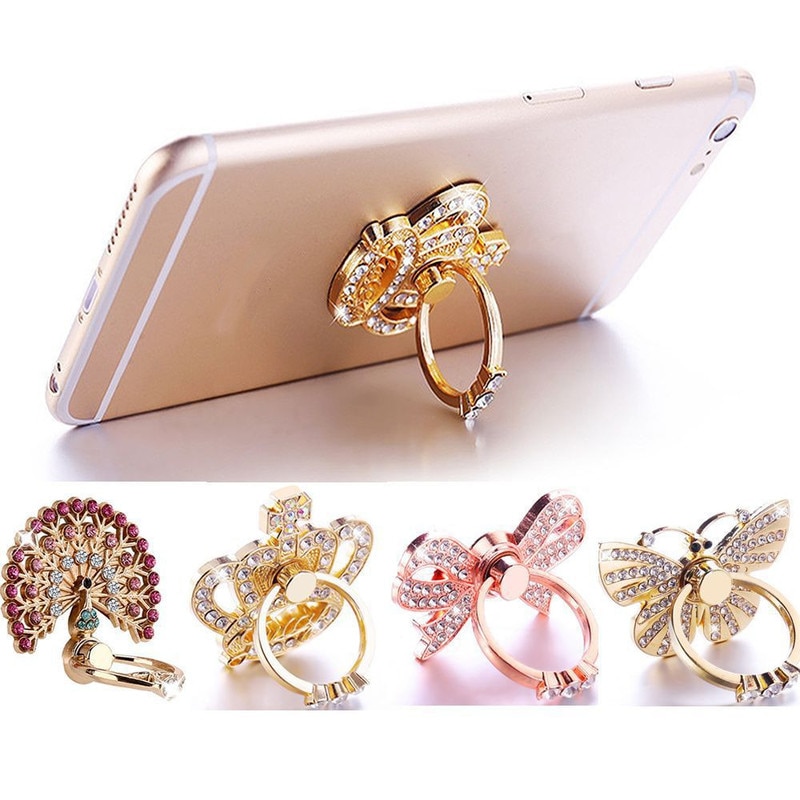 360 Degree Metal Mobile Phone Stand Holder Finger Ring Diamond Mobile Phone Holder Stand for All Phone