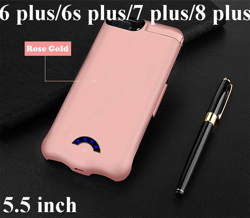 10000mAh Slim Ultra Thin Battery Charger Case For iPhone 8 7 6 S plus Power Bank Backup Charger Case For iPhone 6 6S 7 8 Plus: 6P 6SP 7P 8P Rosy