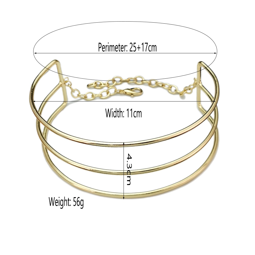 Manilai 3 camadas de metal torques gargantilha colares feminino pescoço ajuste bib colar ampla indicação maxi moda jóias africano