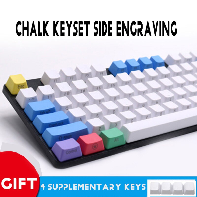 108 Key Chalk Keyset / ZEALER / Carbon Mechanical Keyboard Key cap FILCO Top / Side / Blank Engraving Personality Keycaps: Chalk Keyset side