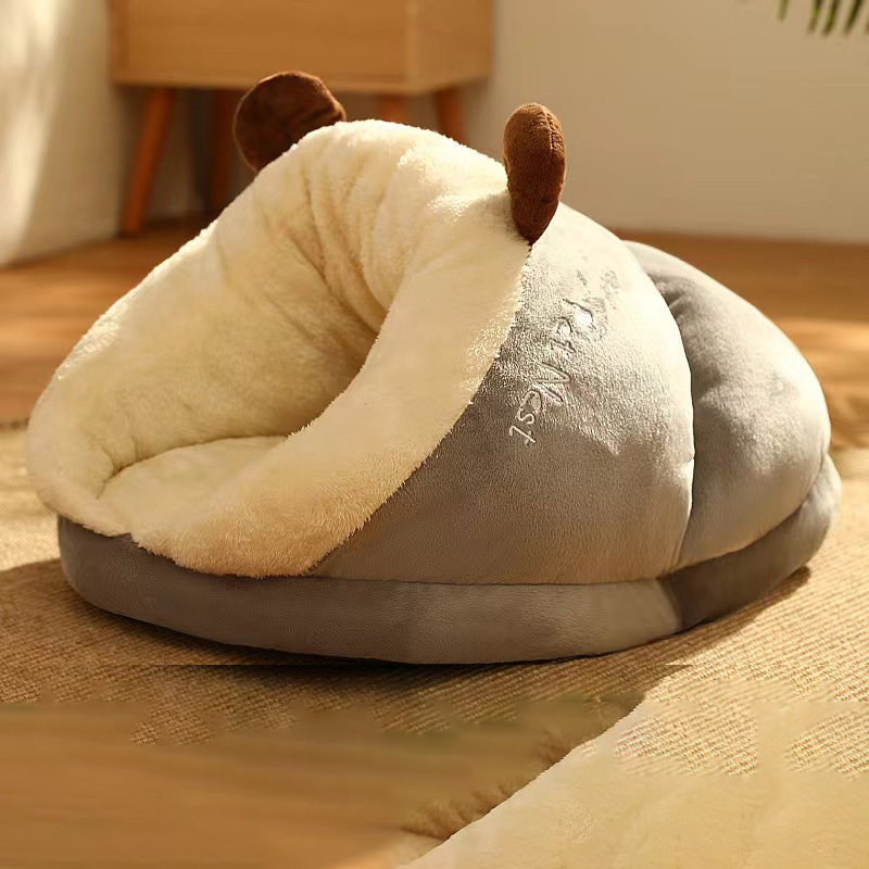 Kimpets Pet House Dog Bed Cat Sleep Bag For Dog Cute Slippers Warm Small Dog Kennel Bed Breathable Shaped Foldable Washable: M / Pink