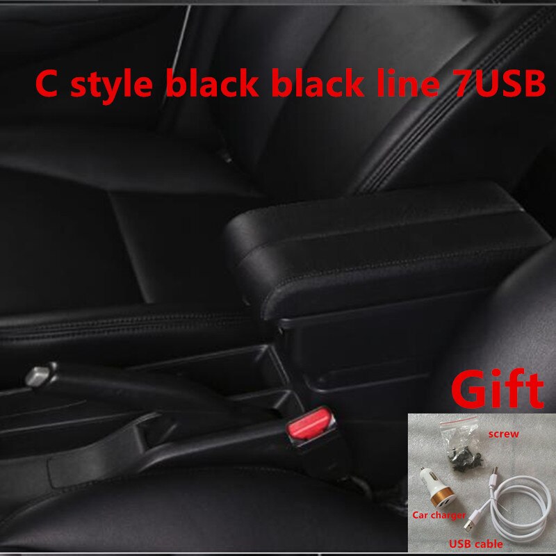 For Renault Clio 3 Captur Armrest box central Store content box with USB interface central Store content box with USB interface: C black black line