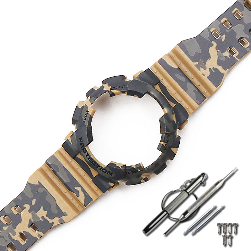Camouflage résine bracelet montre pour hommes accessoires broche boucle sangle étui pour Casio CASIO G-SHOCK GD120GD100GA110GA100 hommes bracelet de montre: Camouflage yellow