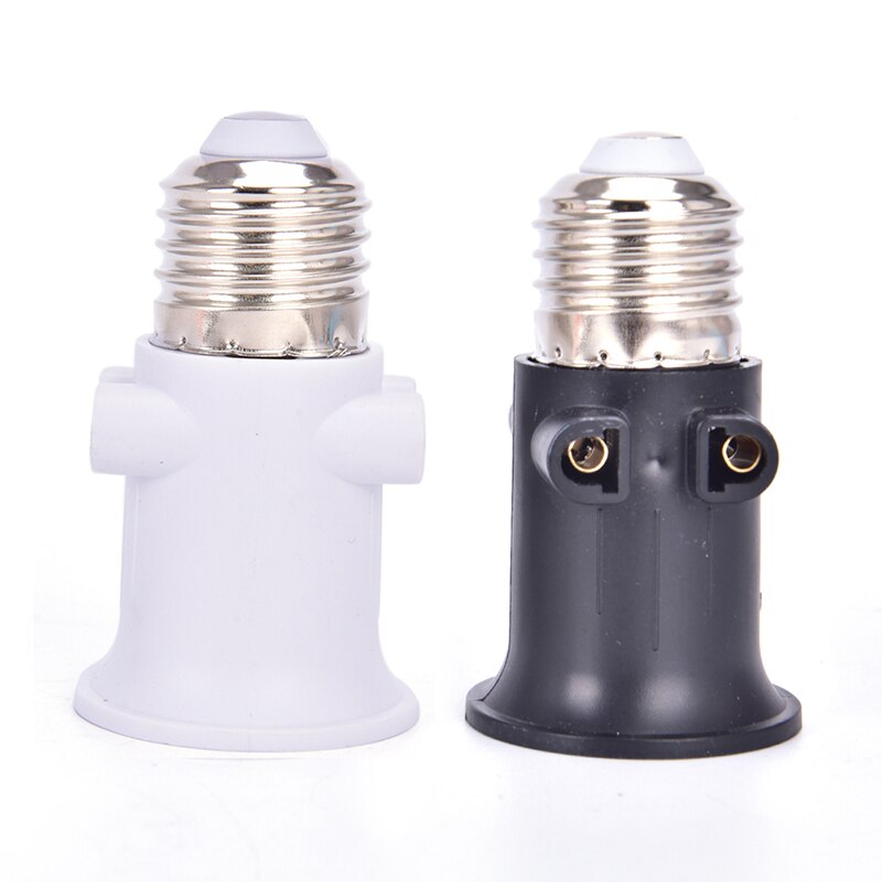 Pbt brandsikker  e27 pære adapter lampeholder base sokkel konvertering med eu stik