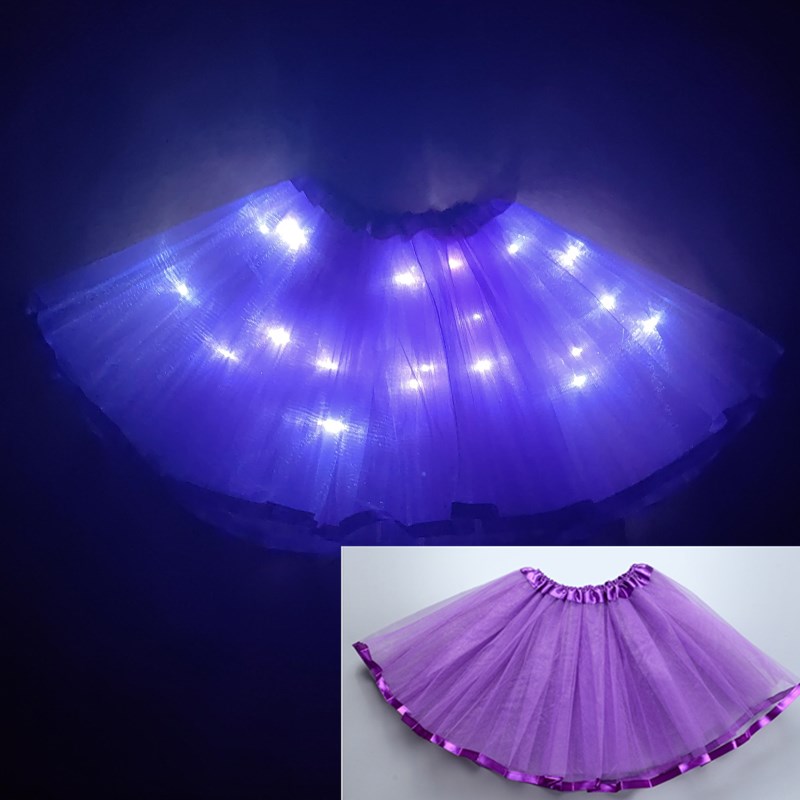 Jaar licht led meisje kinderkleding tutu rok prinses feest tutu's tule pettiskirt kind ballet dans kerst paars