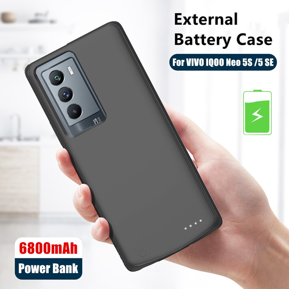 Portable Power Bank Cover For OPPO IQOO Neo 5 5S 5 SE Smart Battery Cases 6800mAh Externel Battery Powerbank Charging Cover Case