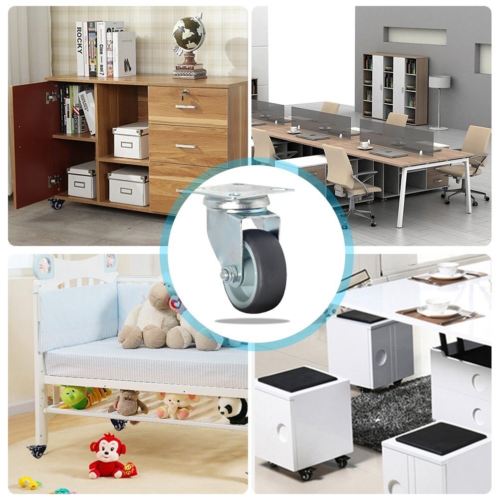 4pcs TPR Wheel Casters Wheel 2" Universal Wheel Casters Flat Cabinet Casters Flat Universal Wheel 2 Inches Universal Trolley Whe