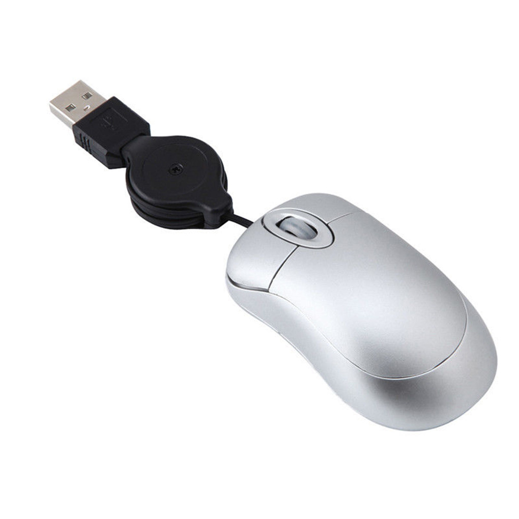 Komputerowa mysz z 3 przyciskami Mini przewodowa mała ręka Wysuwany kabel USB Regulowana skalowalna mysz do gier Office Kids: Black