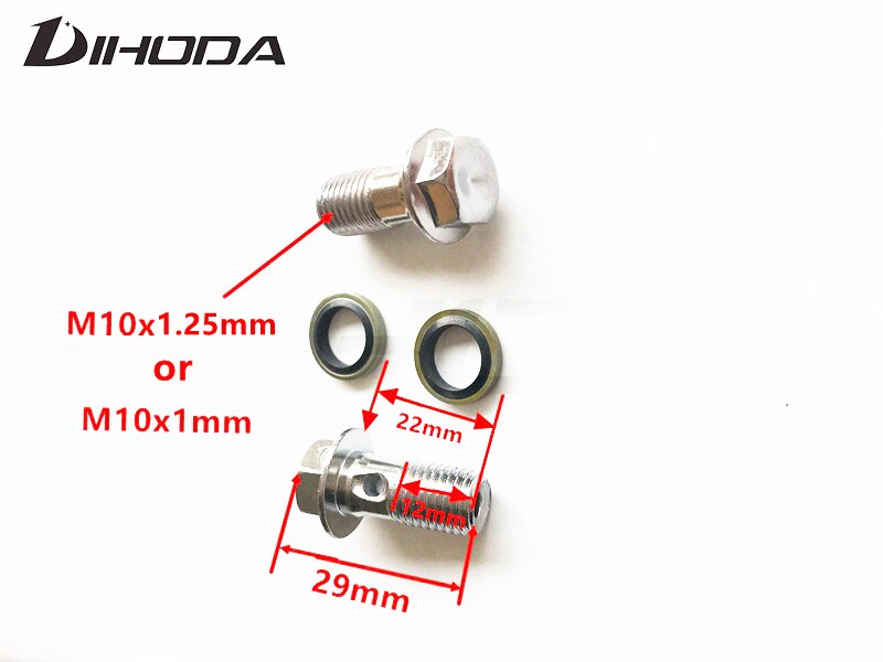 Motorcykel bremsekaliper banjo bolt olieaftapningsskrue / hul skrue  m10 x 1.25mm m10 x 1mm til hovedcylinder til bremseslange