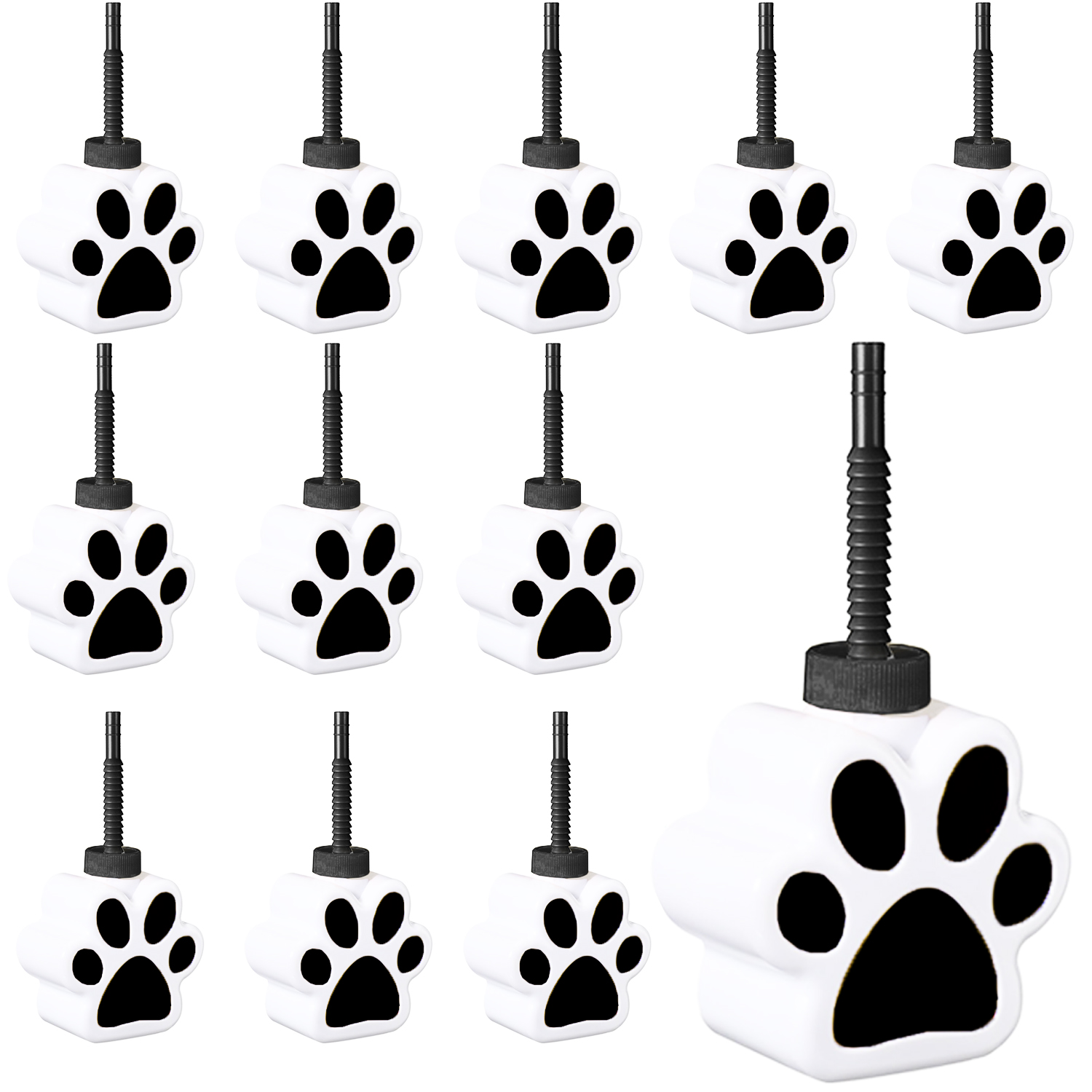 12 Pcs 10 oz Dog Paw Cups with Straw and Lid Dog Themed Party Supplies, Drinking Cup for Birthday Puppy Party Favors Decoration: Orange