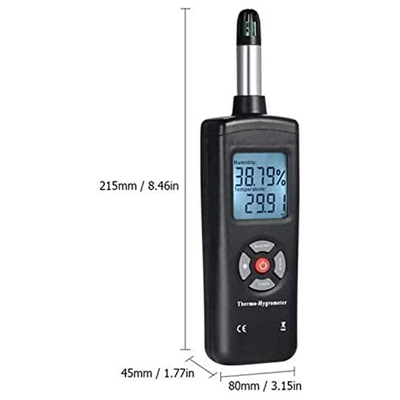 Digitale Psychrometer Thermo Hygrometer, Hoge Gevoelige Thermo Hygrometer Met Dauwpunt Natte Bol Temperatuur Vochtigheid