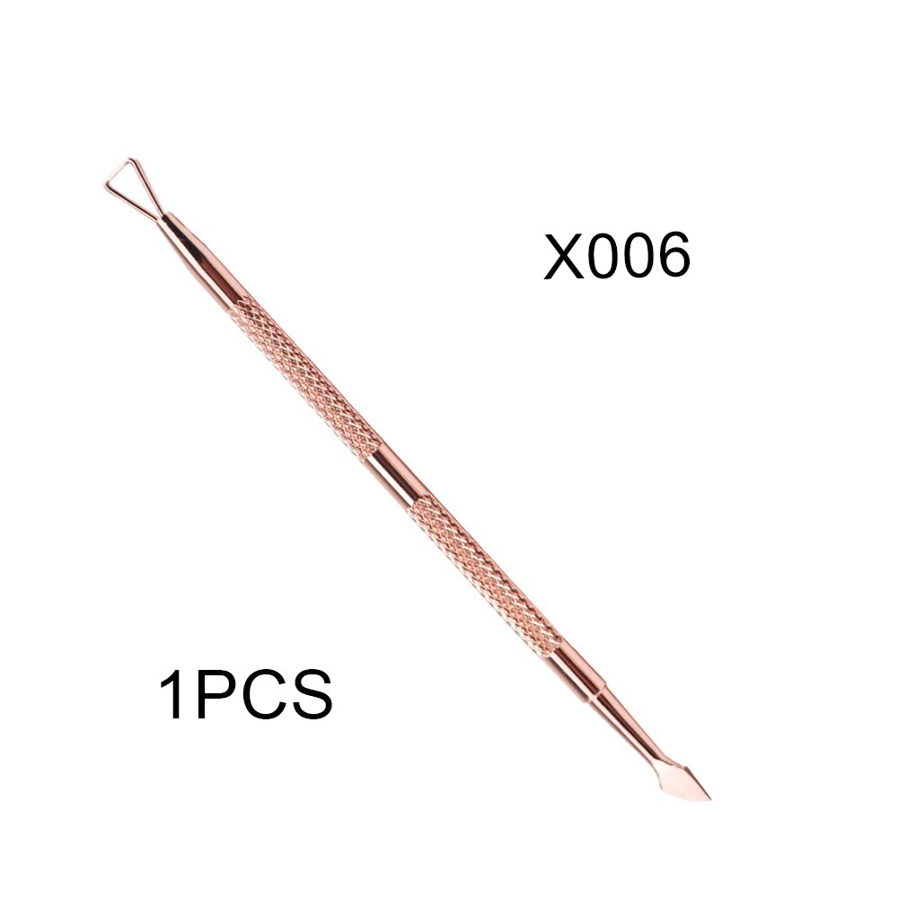 1/3pcs Gold Stainless Steel Pusher Nail Tools Pedicure Manicure File Dead Skin Push Cuticle Remover Nail Art Care Tool: 04