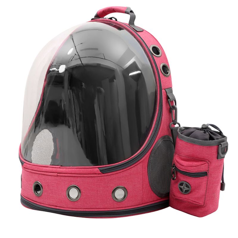 Kæledyr hund kat astronaut rygsæk gennemsigtig plads kapsel åndbar udendørs bæretaske til rejse vandreture gåtur: Hot pink
