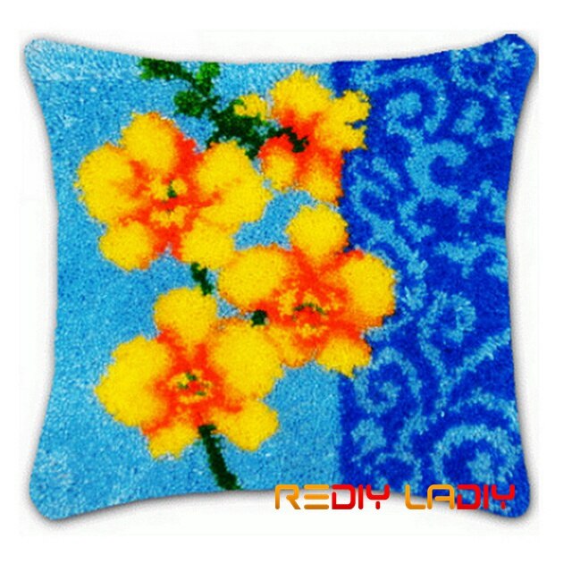 Latch Hook Cushion Poppy & Roses Pillow Case Crochet Crafts Acrylic Yarn for Embroidery Sofa Bed Cushion Cover Home Decoration: BZ496