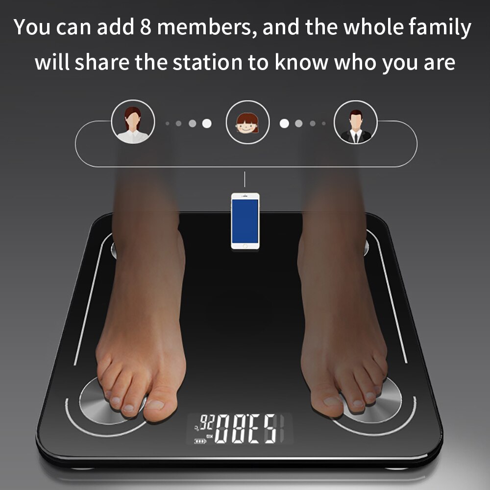 Bluetooth-weegschaal voor het lichaam, slimme weegschalen, elektronica, thuisweegschalen, digitale bmi-weegschaal, bluetooth-weegschaal, weegschaal voor het lichaam