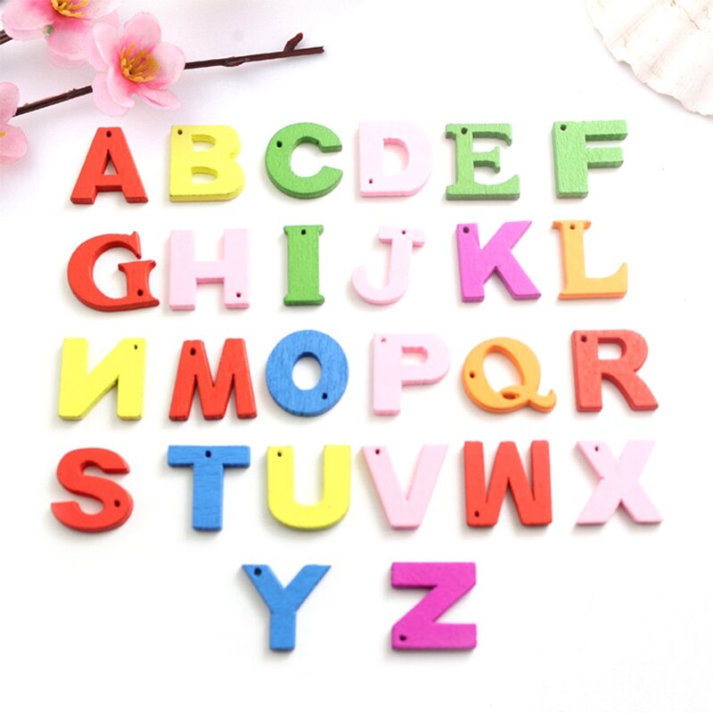 100pcs/pack Learning Wood Wooden Letter Alphabet Word Free Standing Scrapbooking Carft For Decoration Random