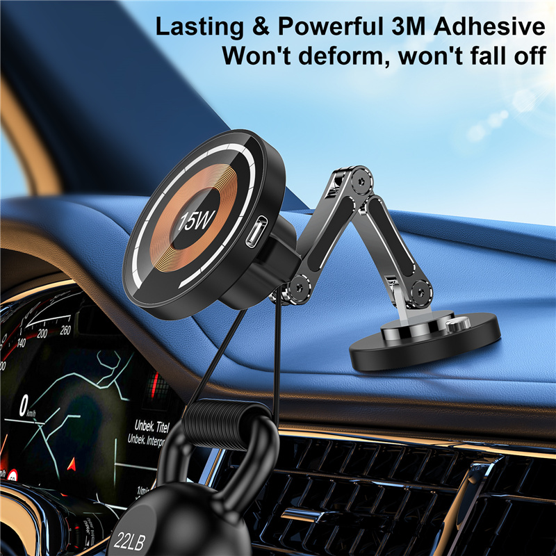 Soporte magnético para cargador inalámbrico de coche, soporte magnético para estación de carga rápida para iPhone 15, 14, 13, 12 Pro Max
