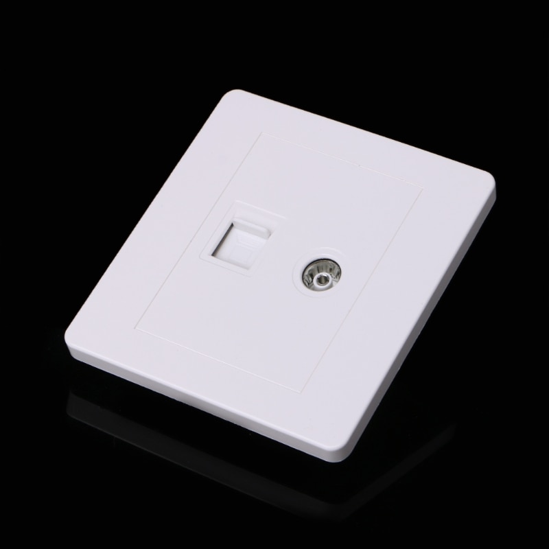 Adaptador de red RJ45 + antena de TV Coaxial, montaje en pared, salida de Panel frontal