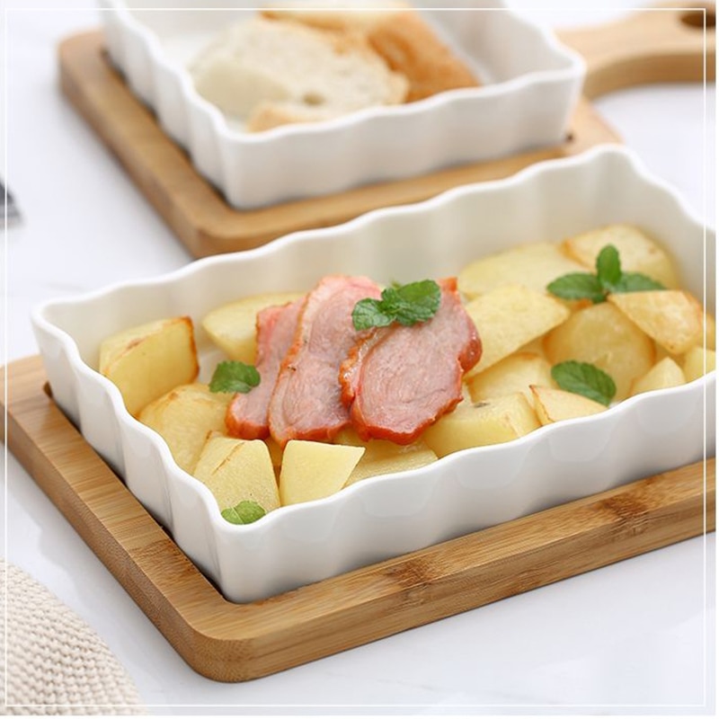 600ml Japanese Keramik gebacken Käse gebacken Reis Gericht mit Bambus Matte einfach Haushalt Frucht Sushi Ramen Gericht Küche Geschirr