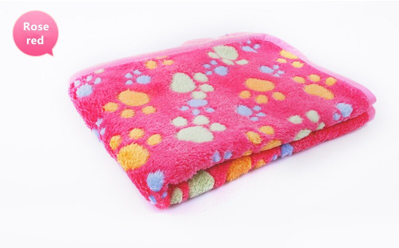 Couverture polaire douce pour chien, chat, chiot, motif floral mignon, 3 couleurs , 25 x 25cm , 40 x 60cm, 76 x 52cm, motif imprimé de pattes, tapis pour animaux de compagnie: Rose rouge / 25 x 25cm