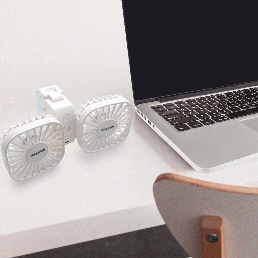 Dubbele Hoofden Elektrische Ventilator Zomer Draagbare Opvouwbare Handheld Desktop Verstelbare Ventilator Met 3 Gears Wind