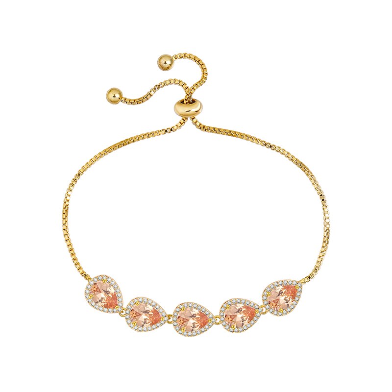 Weimanjingdian marken-armbänder für #39 , birnenförmig geschliffene, farbige zirkonia, Ideal für hochzeiten und als brautschmuck: Goldrosa