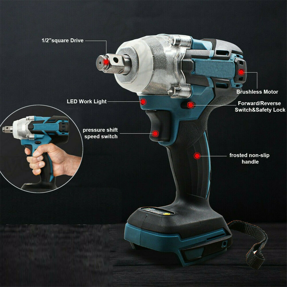 8V Cordless Impact Wrench Brushless Electric Rechargeable 1/2 Socket Wrench Driver Screwdriver Rechargeable Power Tools