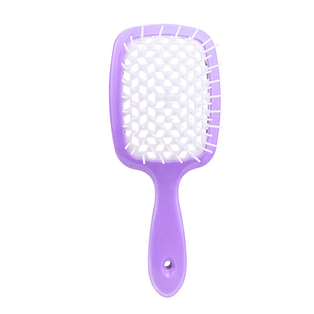 Brede Tanden Luchtkussen Kam Nat Droog Haar Detangling Hoofdhuid Massage Borstel Kappers Vrouwen Tranparent Opknoping Gat Handvat Kam: Purple