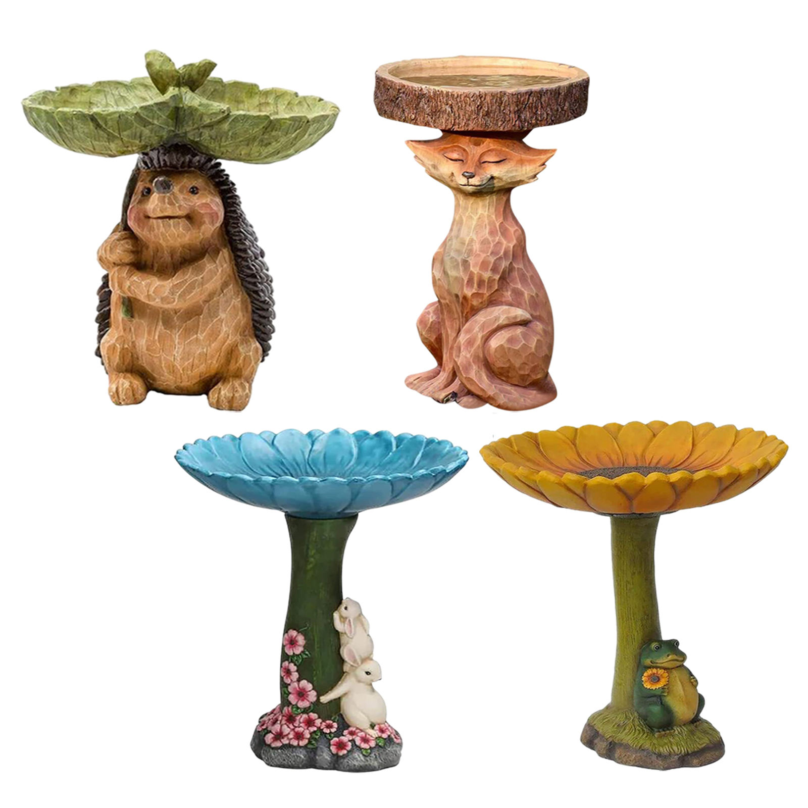 Outdoor Lawn Garden Bird Bath Statue Retro Fountains Crafts Bird Feeder Birdbath Cartoon Animal Craft Decoration Landscape